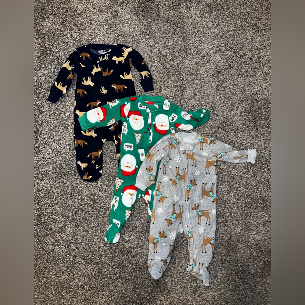 Carters, 3-6 month fleece onesies, set of three